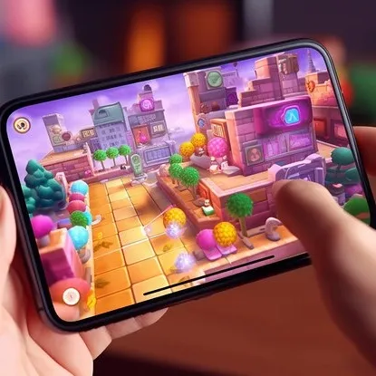 A cheerful casual city game on a smartphone